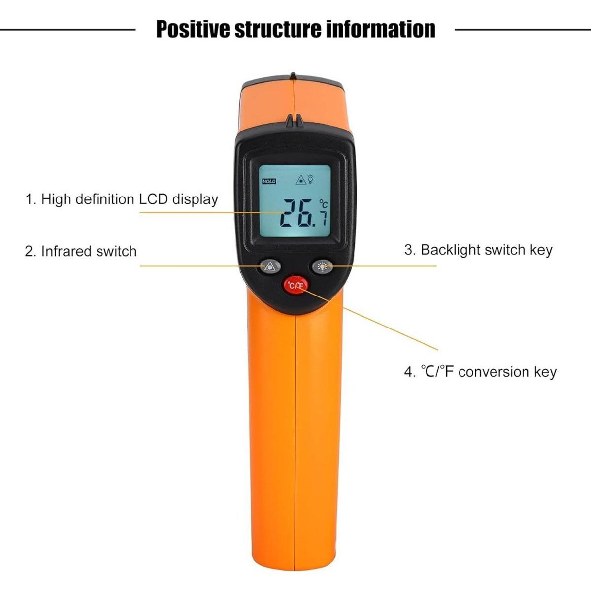 GENERICO - Termómetro Infrarrojo Digital Medición Rápida y Precisa