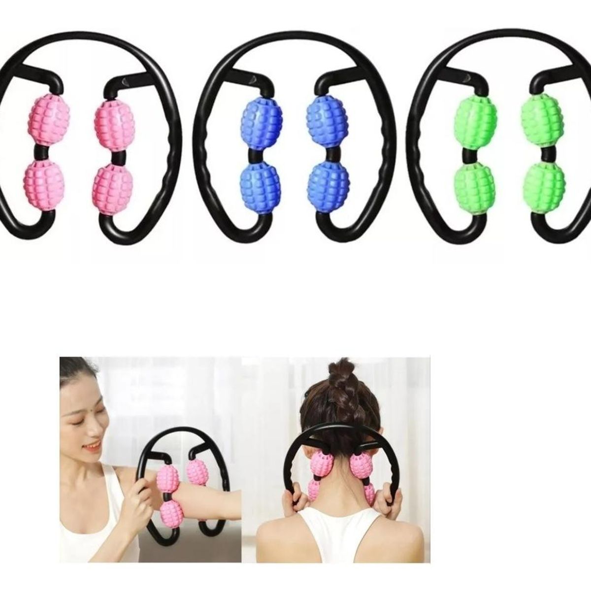 GENERICO - Abrazadera de Masaje con 4 Rodillos Rosa para Relajación