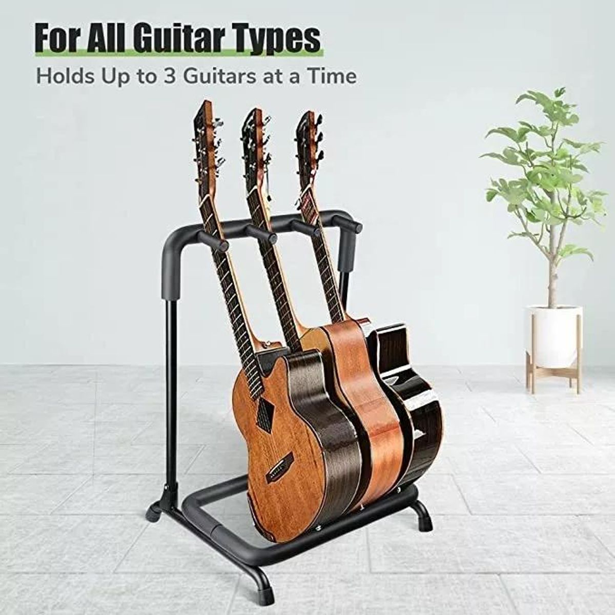 GENERICO - Atril Soporte Triple Reversible para Guitarras y Bajos