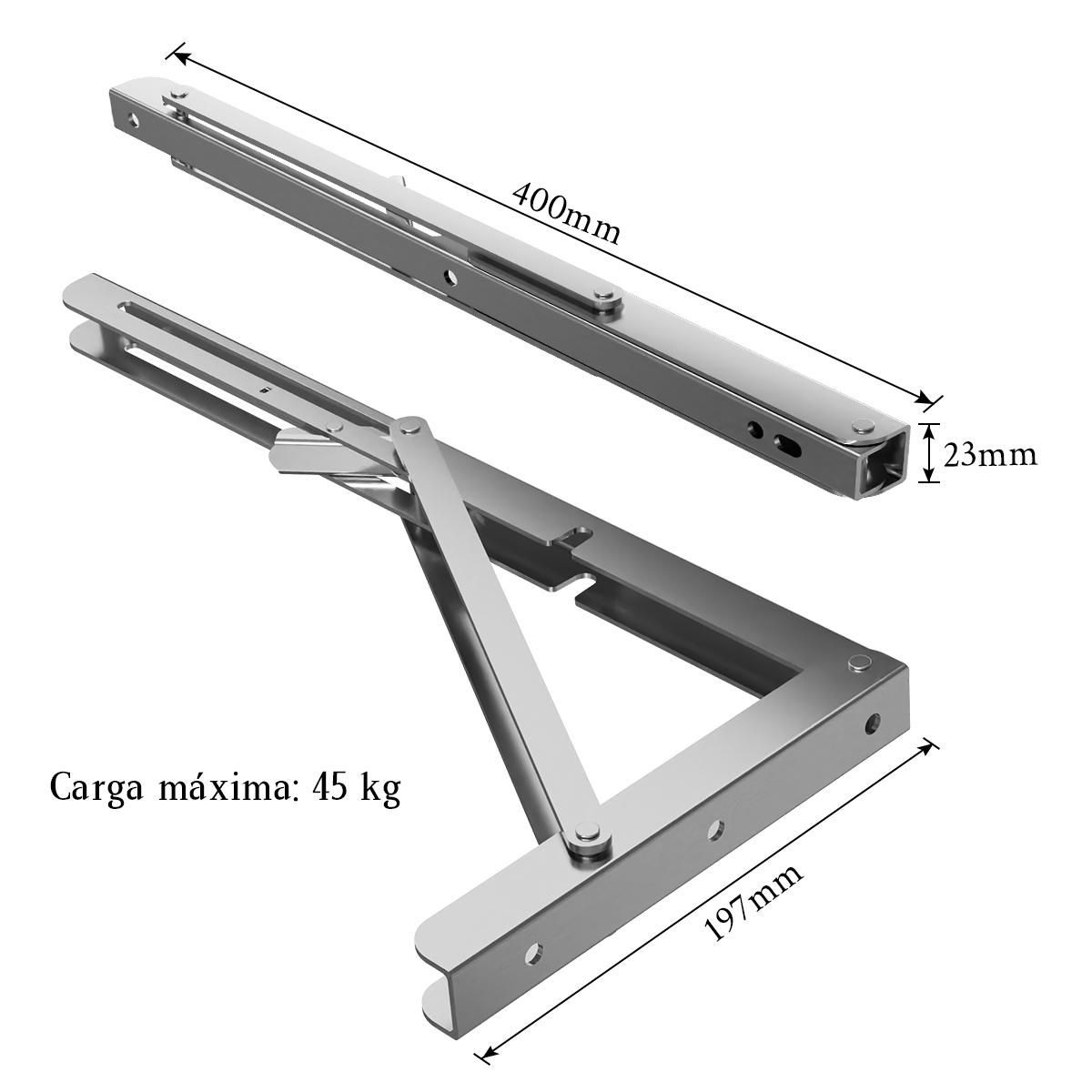 GENERICO - Set de 2 Escuadras Metálicas Abatibles Plegables de 40 cm