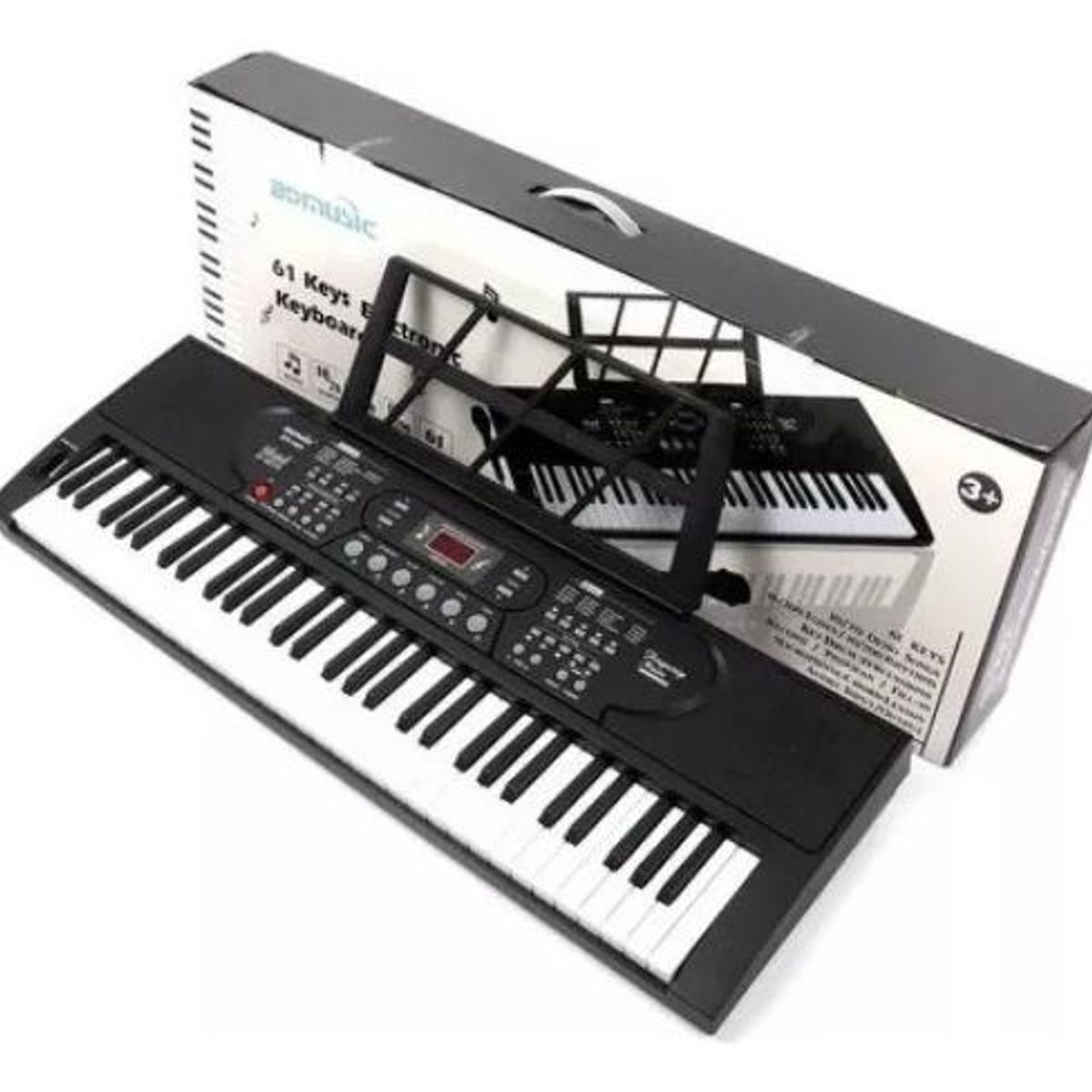 GENERICO - Teclado Musical de 61 Teclas en Elegante Color Negro