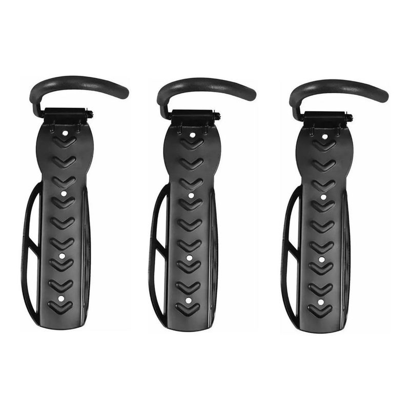 GENERICO - Pack de 3 Ganchos Verticales para Bicicleta Color Negro