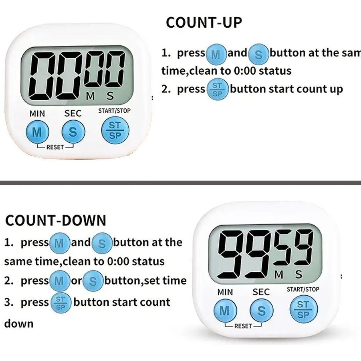 GENERICO - Temporizador Digital de Cocina con Alarma y Imán