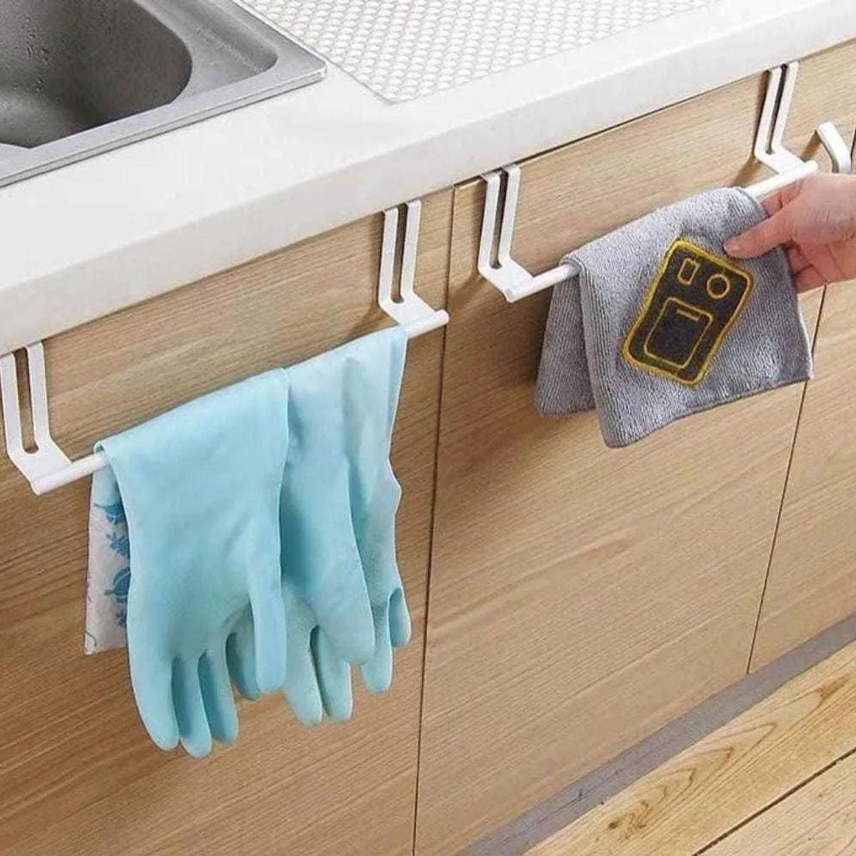 GENERICO - Soporte Colgador Metálico para Toallas y Paños de Cocina Blanco