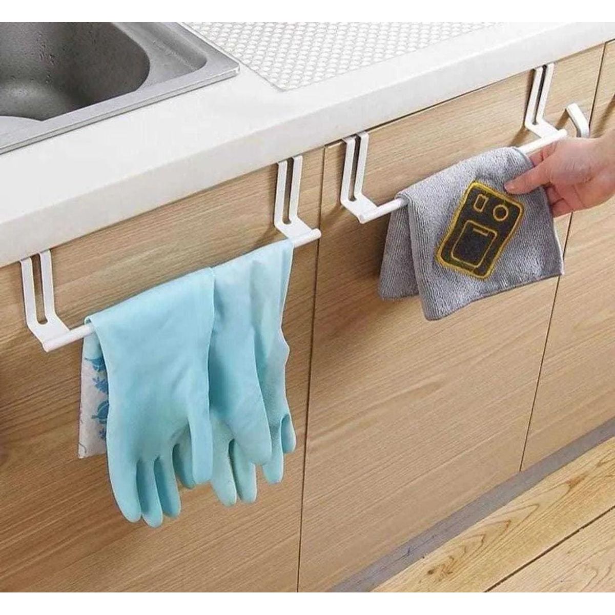 GENERICO - Soporte Colgador Metálico para Toallas y Paños de Cocina Blanco