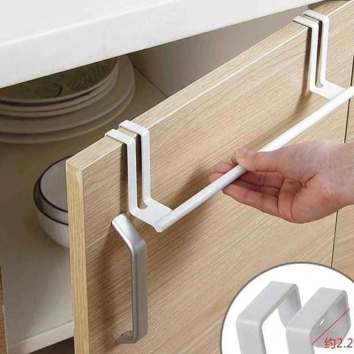 GENERICO - Soporte Colgador Metálico para Toallas y Paños de Cocina Blanco