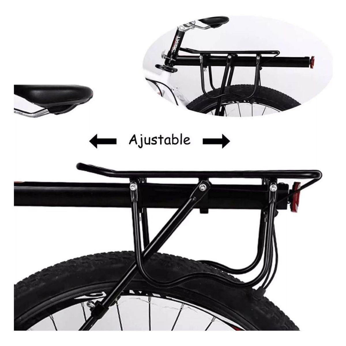 GENERICO - Parrilla de Aluminio para Bicicleta con Soportes Laterales