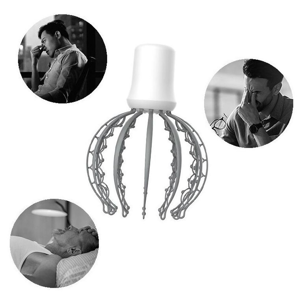 GENERICO - Masajeador de Cabeza Recargable con 12 Garras Desmontables