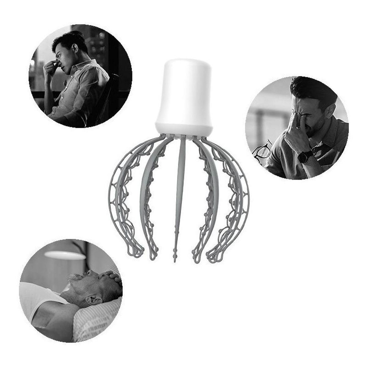 GENERICO - Masajeador de Cabeza Recargable con 12 Garras Desmontables