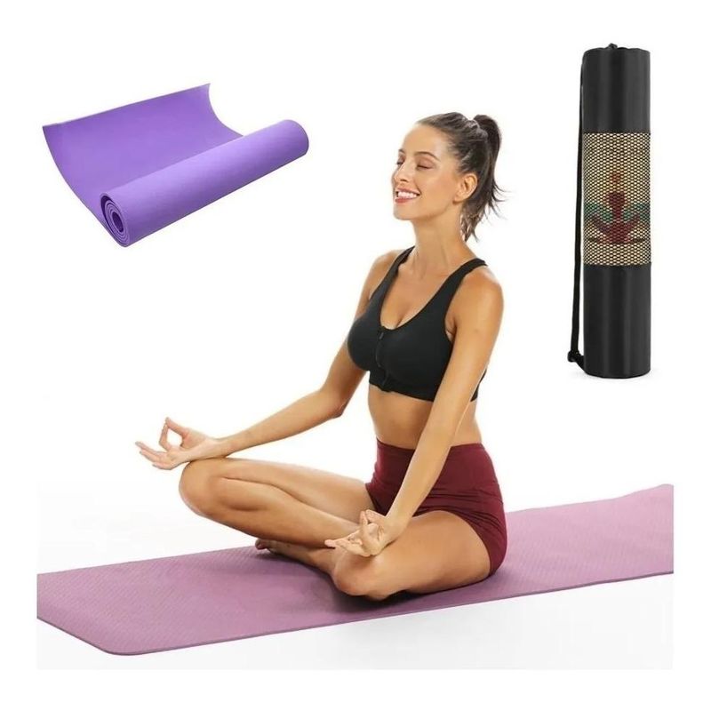GENERICO - Colchoneta de Yoga PVC 4mm para Pilates y Ejercicio