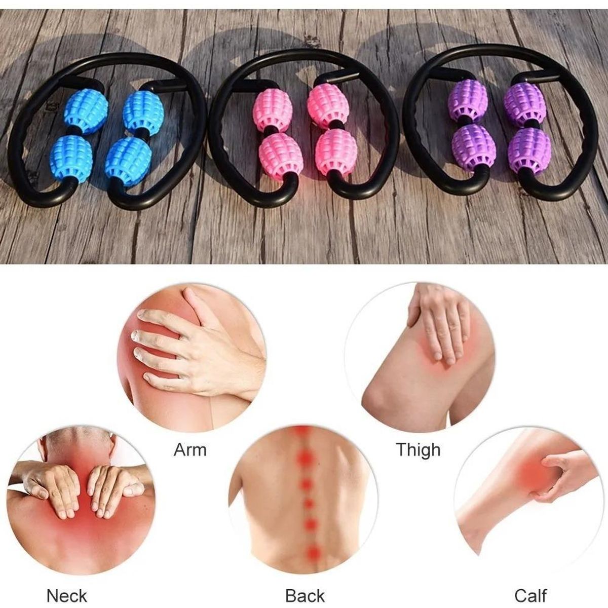 GENERICO - Rodillo de Masaje Muscular con 4 Ruedas para Yoga