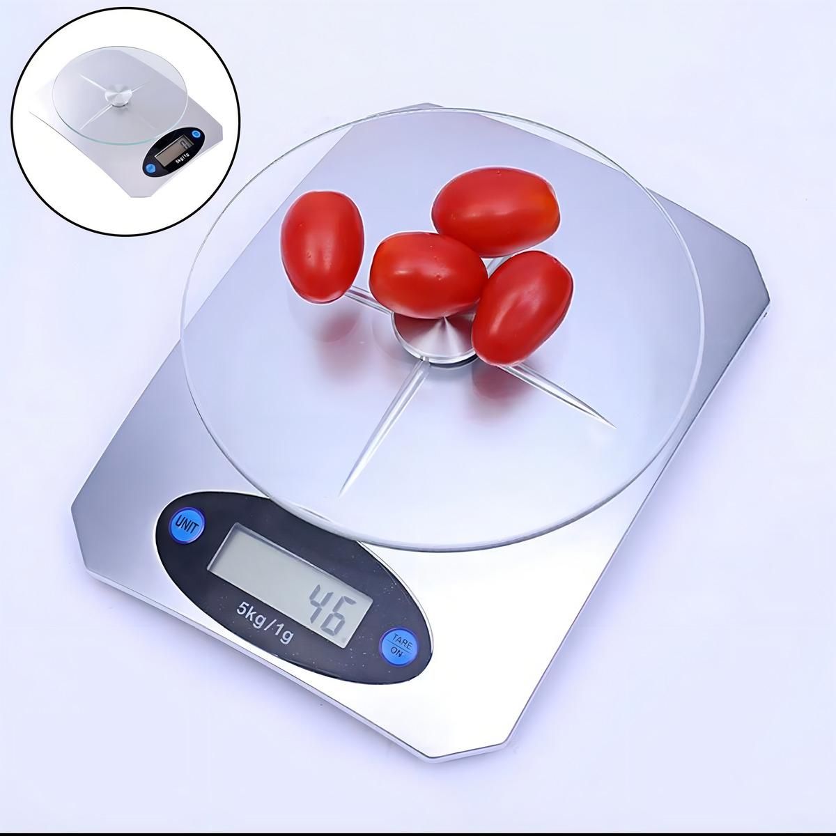 GENERICO - Balanza Digital de Cocina 5 Kg Color Gris con Precisión de 1 g