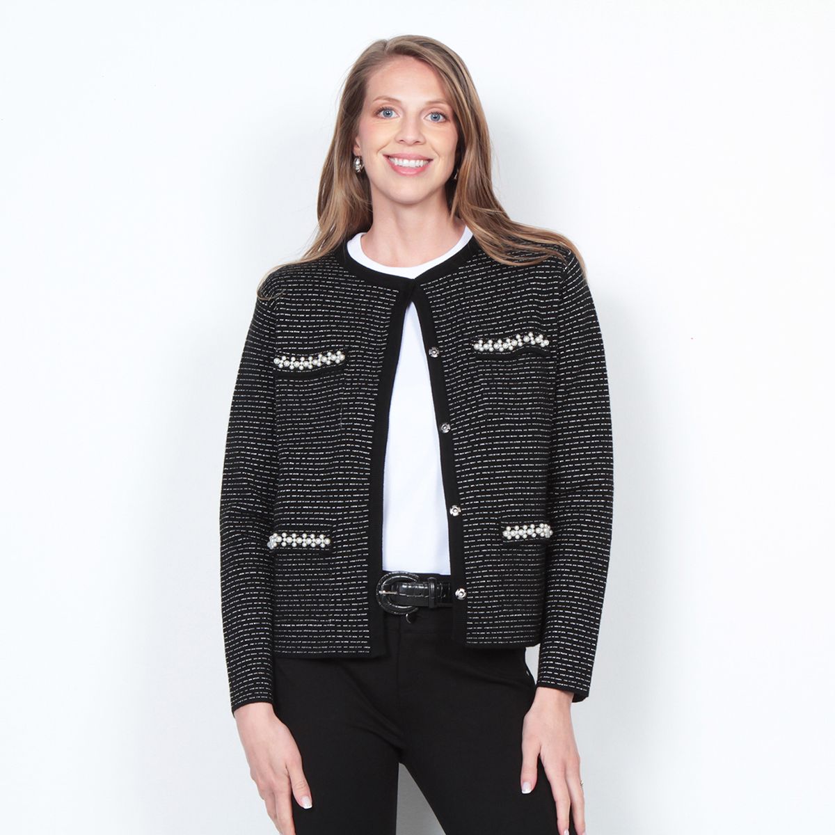 WADOS - CHALECO MANGA LARGA CON APLICACION EN BOLSILLOS