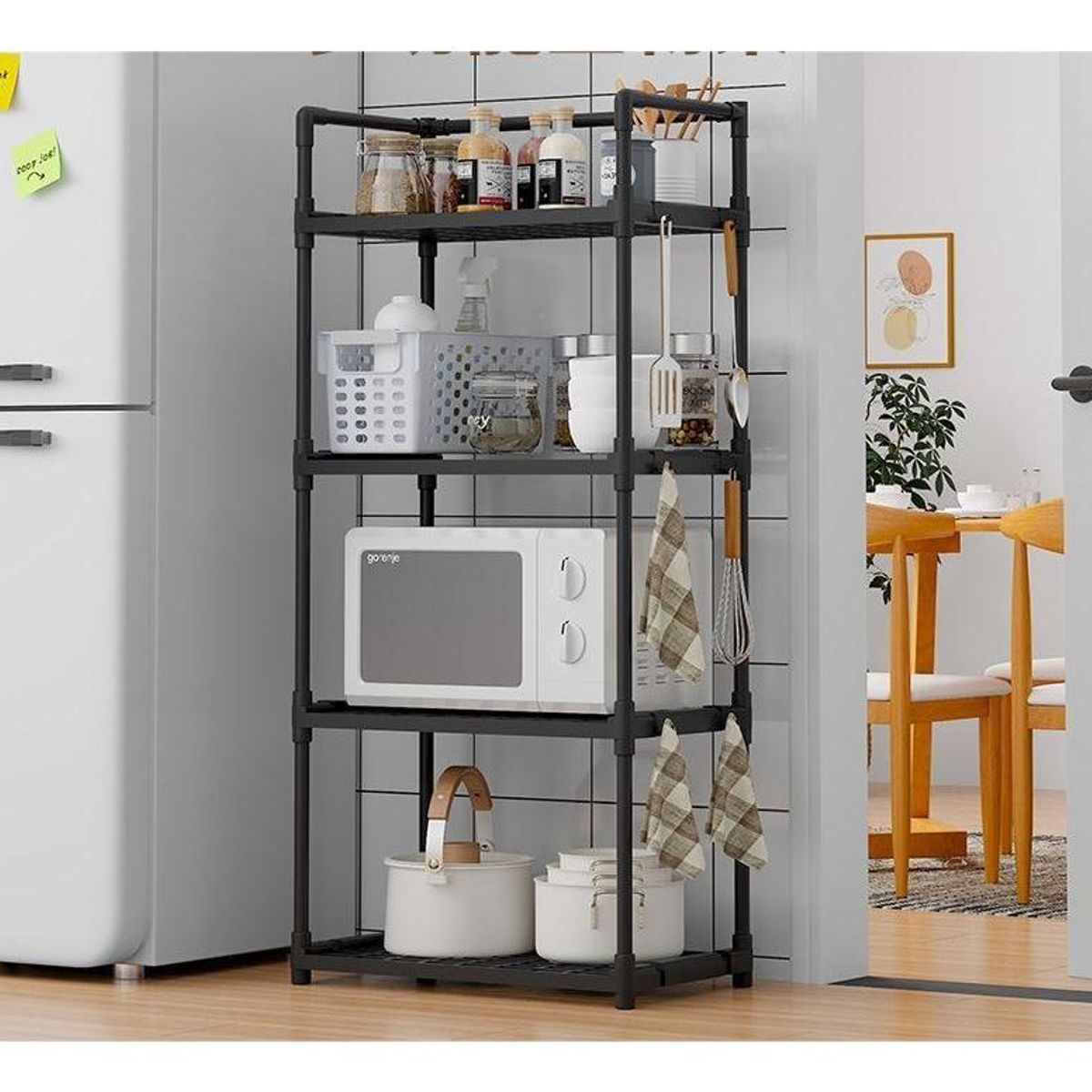 GENERICO - Estante Organizador Multifuncional 4 Niveles Color Negro