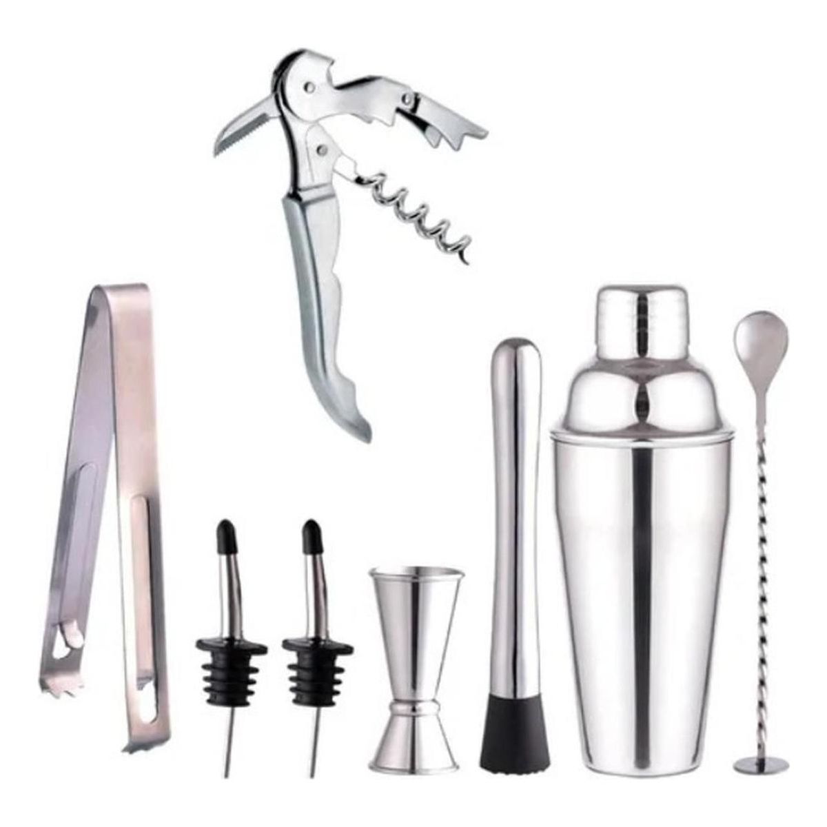 GENERICO - Juego de Coctelera Profesional de Acero Inoxidable 8 Piezas