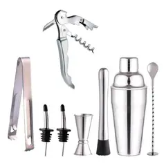 GENERICO - Juego de Coctelera Profesional de Acero Inoxidable 8 Piezas
