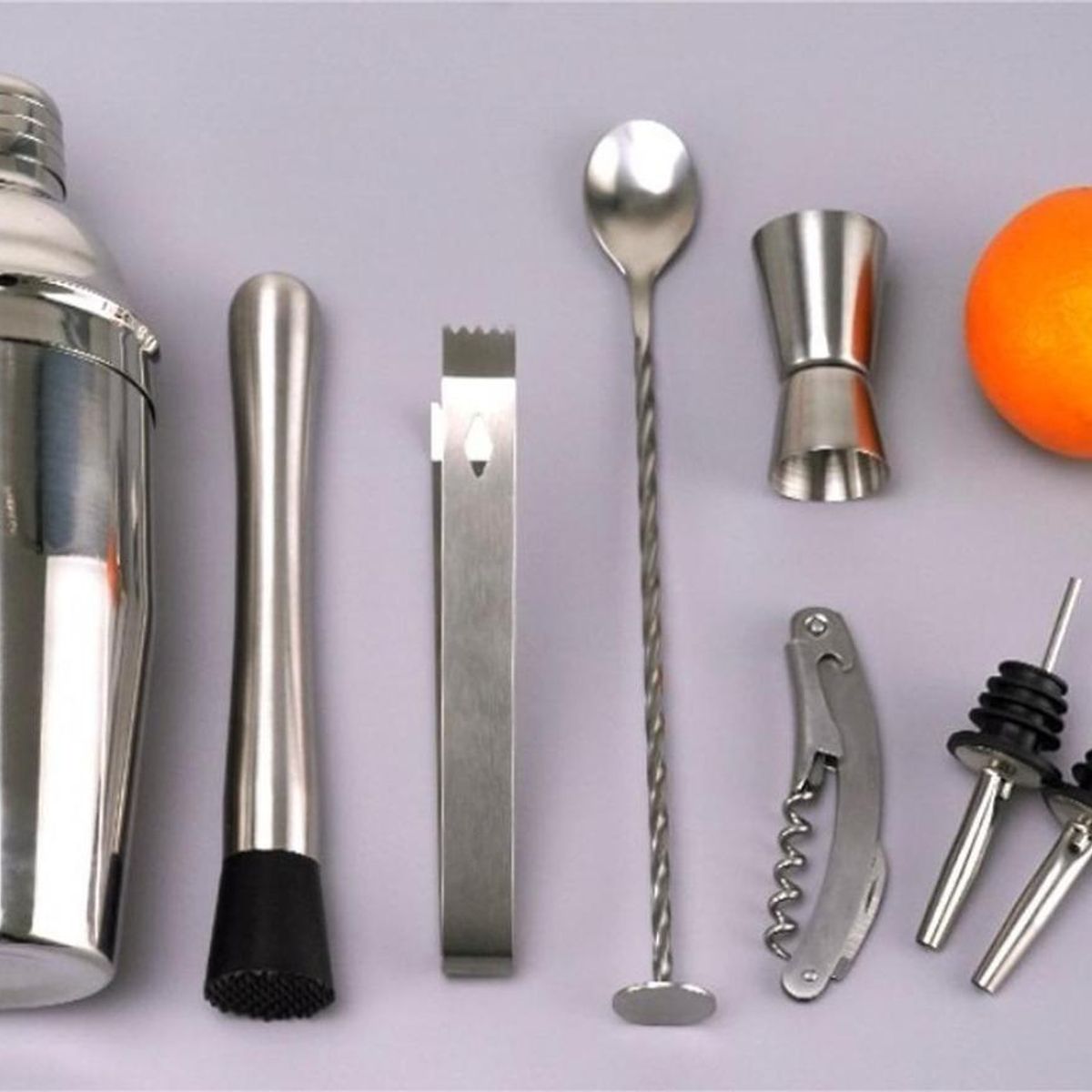 GENERICO - Juego de Coctelera Profesional de Acero Inoxidable 8 Piezas