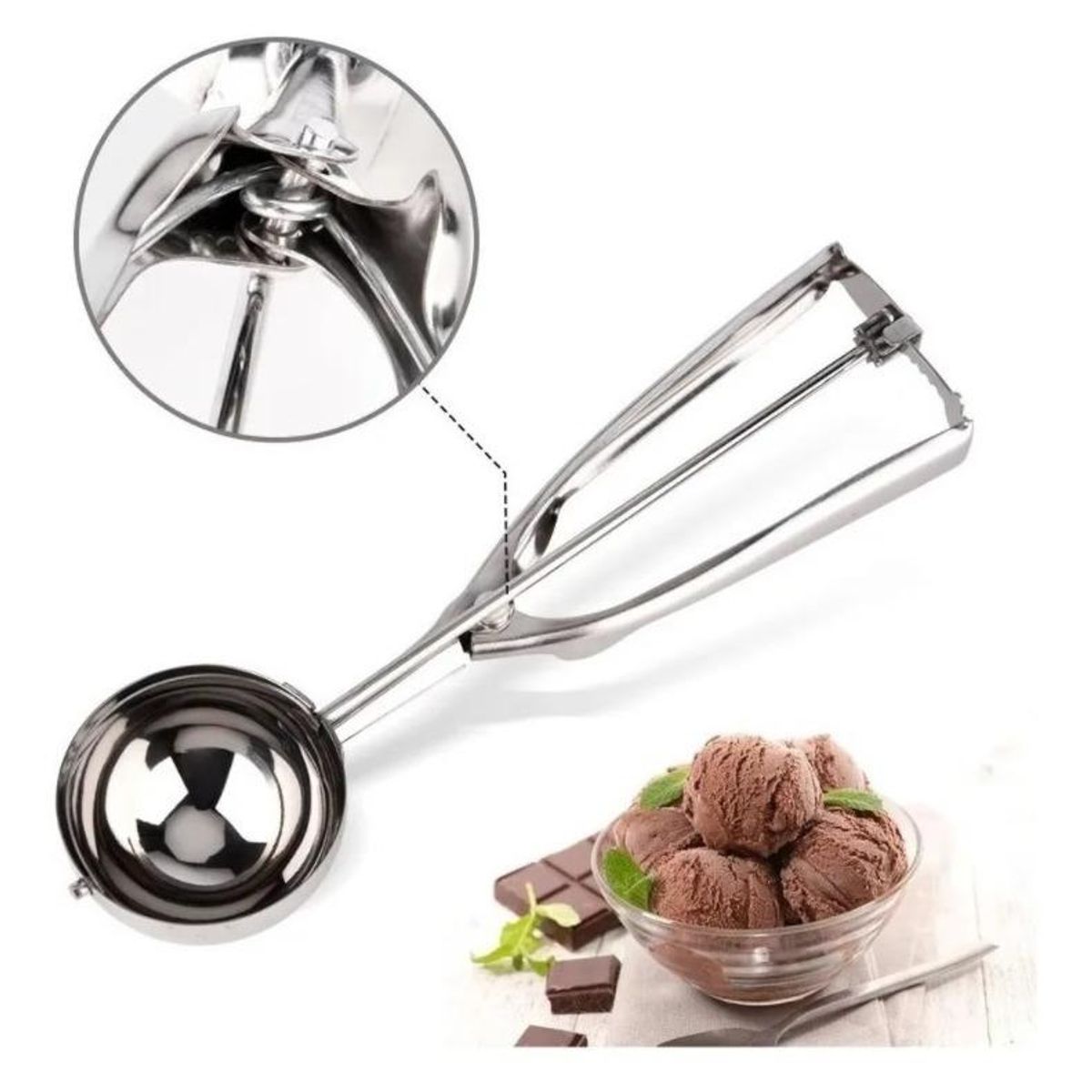 GENERICO - Cuchara para Helado Acero Inoxidable Antiadherente 6 cm