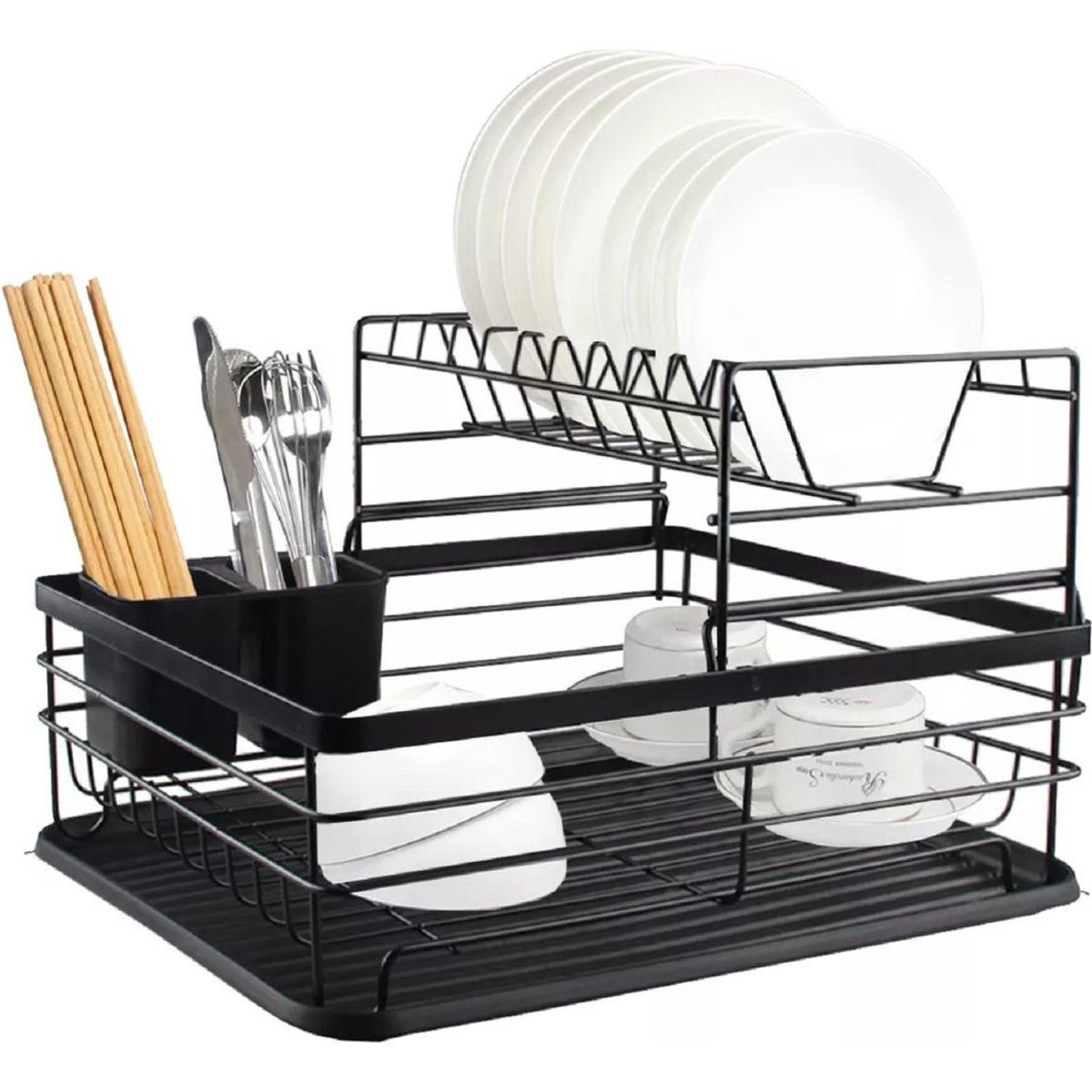 GENERICO - Secaplatos Escurridor Doble Niveles Acero Inoxidable