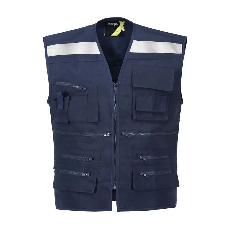 ACTIVEX - Chaleco Geologo Poplin Azul Marino CReflectante