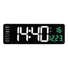 GENERICO - Reloj de Pared Digital LED Grande con Control Remoto Negro