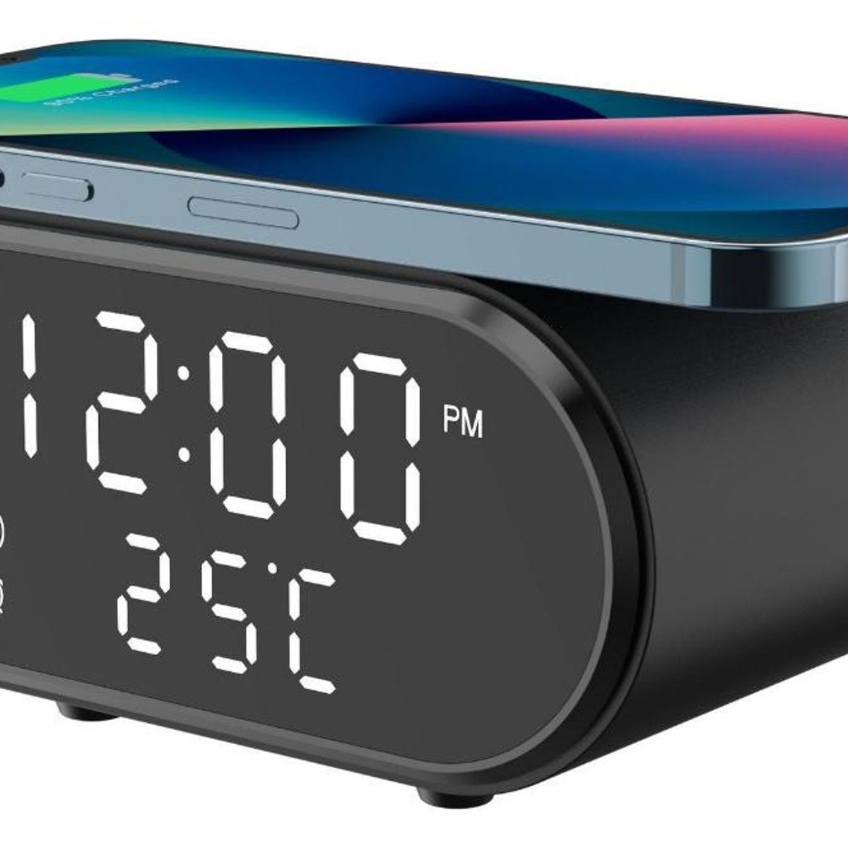 GENERICO - Reloj Despertador Digital Cargador Inalámbrico Color Negro