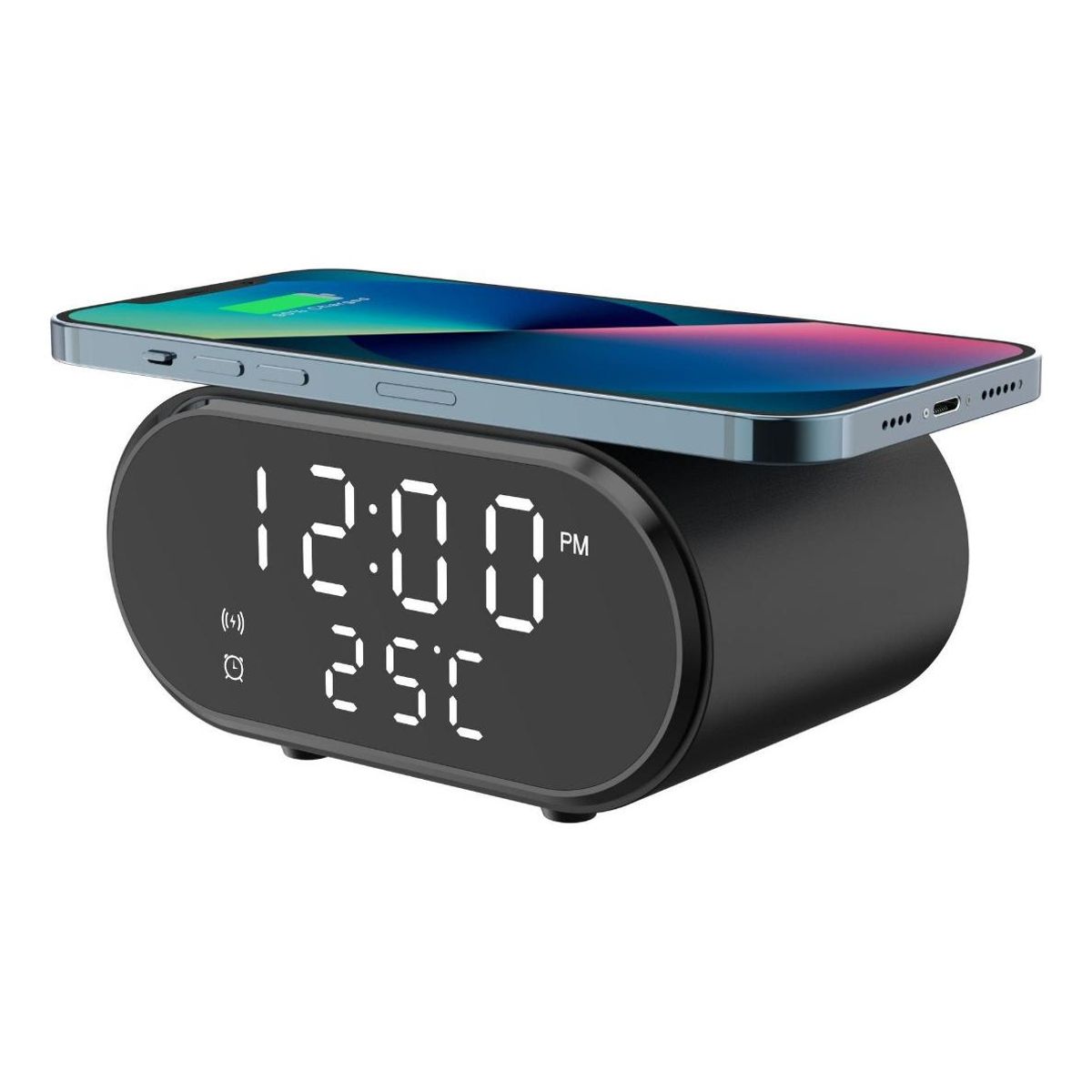 GENERICO - Reloj Despertador Digital Cargador Inalámbrico Color Negro