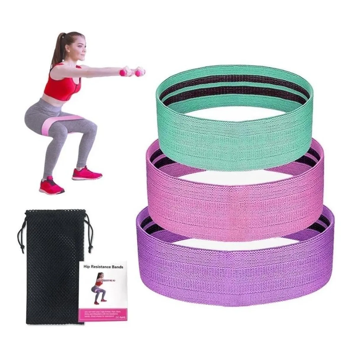 GENERICO - Set de 3 Bandas Elásticas de Resistencia para Ejercicio