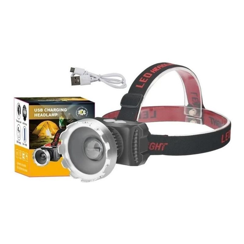 GENERICO - Linterna LED Minera Recargable USB con Zoom Telescópico