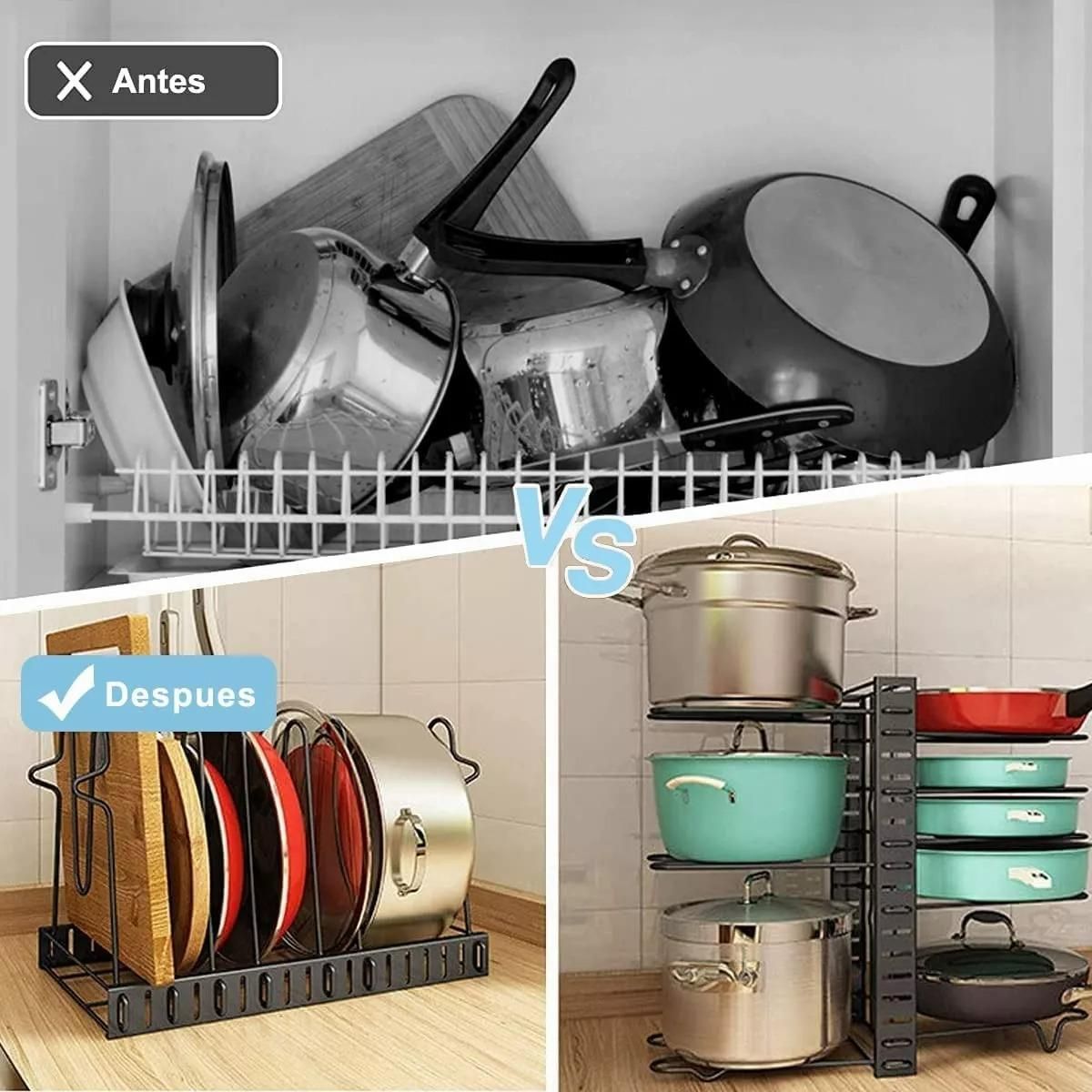 GENERICO - Estante Organizador Ajustable para Ollas y Sartenes