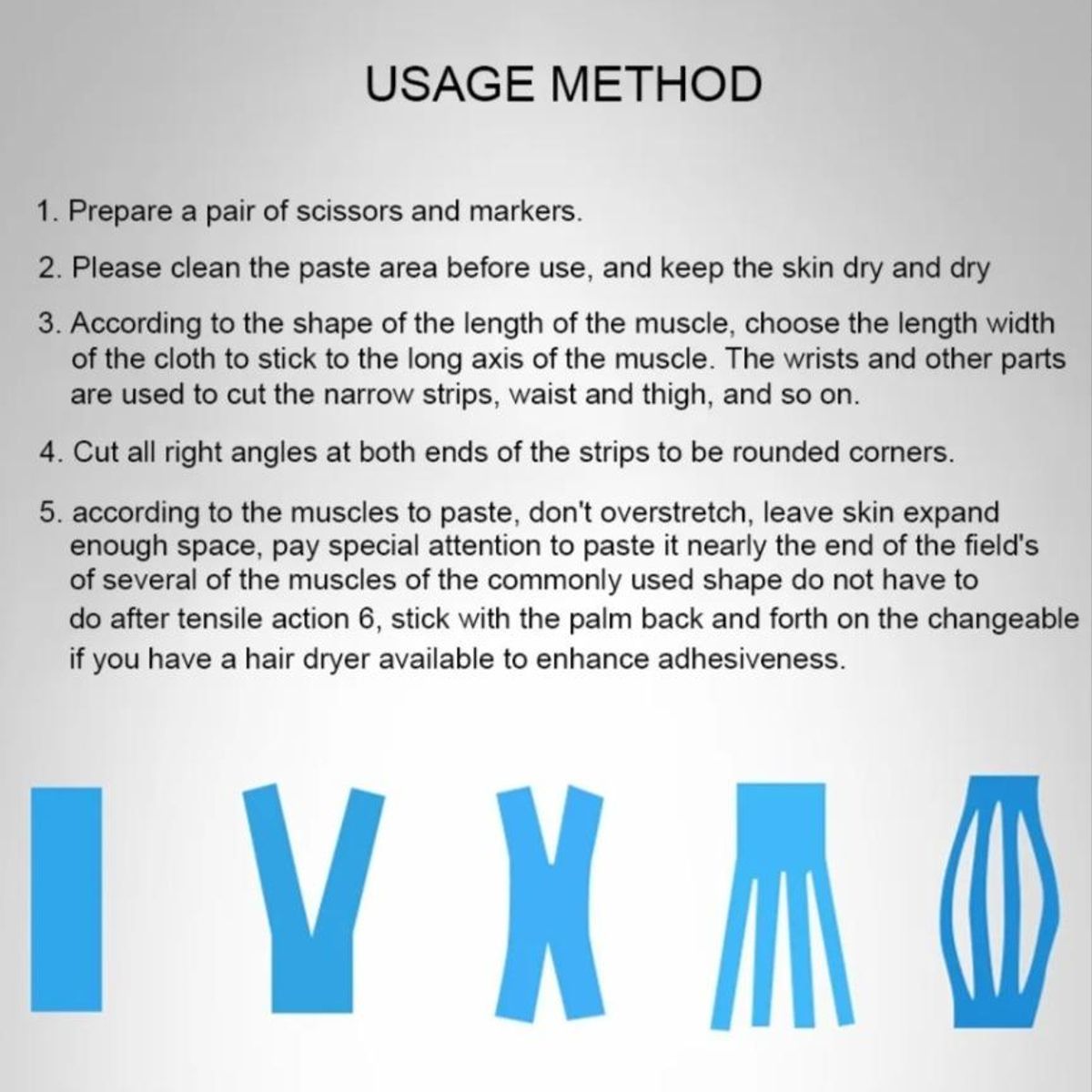 GENERICO - Pack de 6 Cintas Kinesiológicas para Soporte Muscular