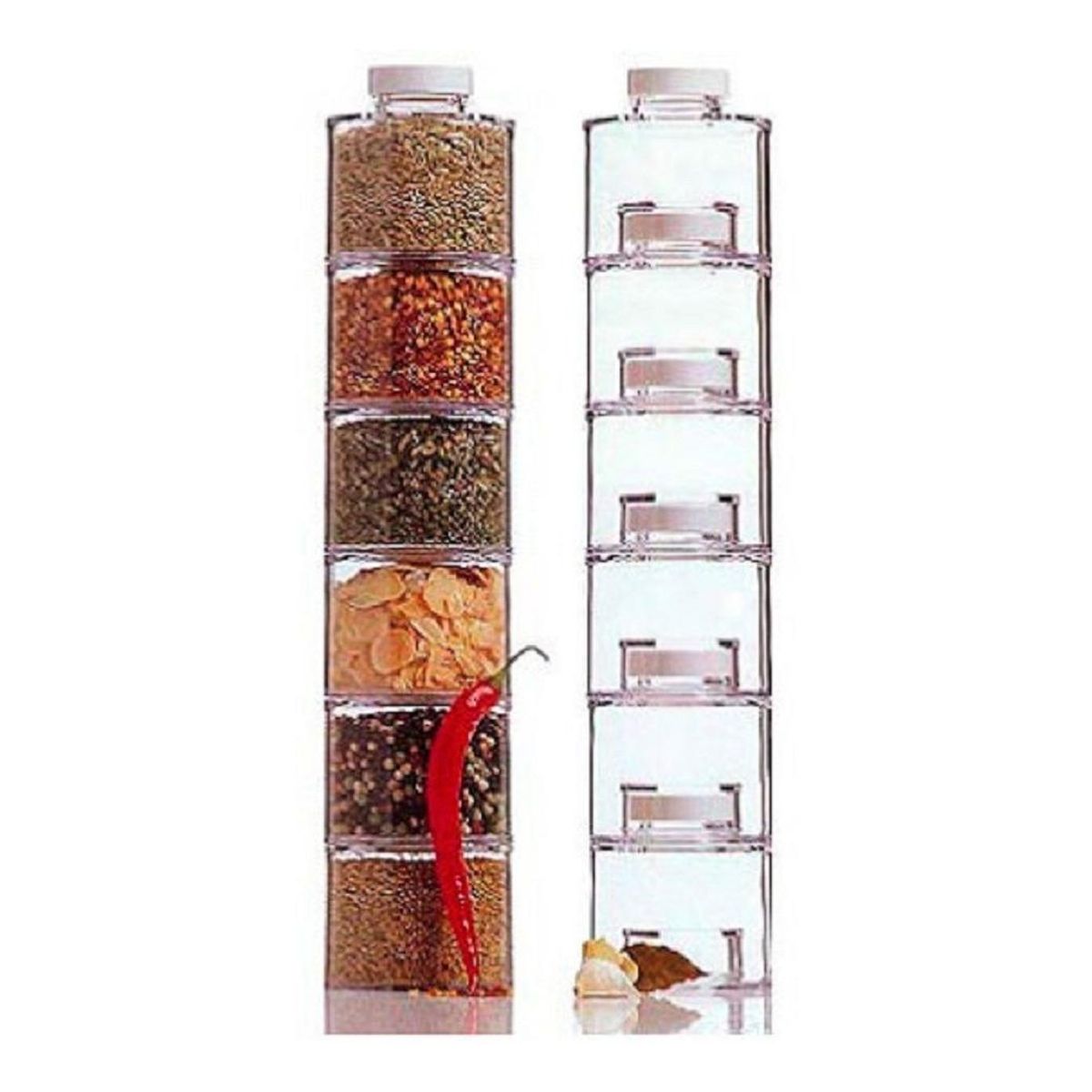 GENERICO - Especiero Modular Torre con 6 Frascos para Condimentos