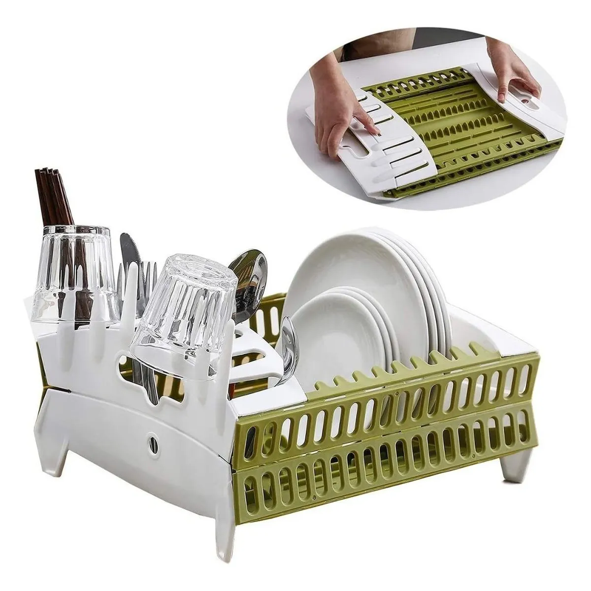 GENERICO - Secador Organizador Plegable para Platos y Utensilios