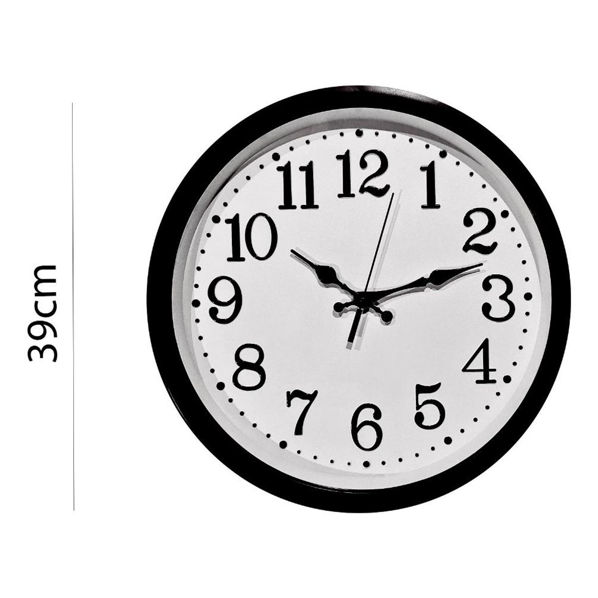 GENERICO - Reloj de Pared Grande Redondo 39cm Silencioso Negro y Blanco