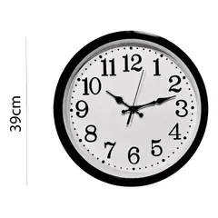 GENERICO - Reloj de Pared Grande Redondo 39cm Silencioso Negro y Blanco