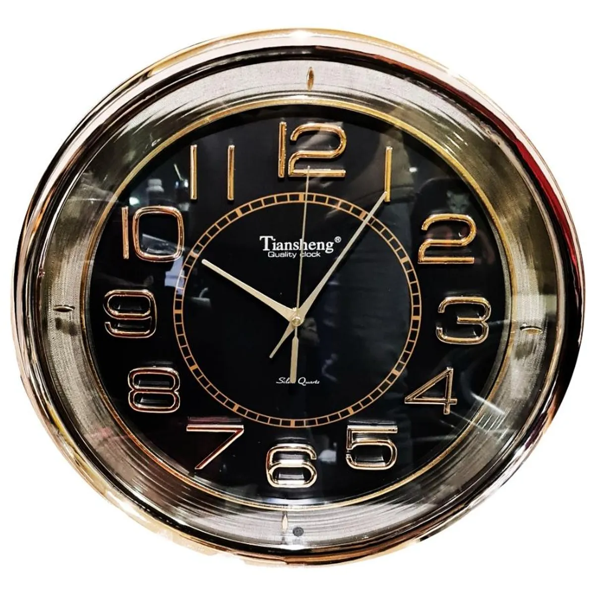 Reloj de Pared Grande Redondo 42cm Dorado y Negro Silencioso, marca GENERICO - Foto Principal