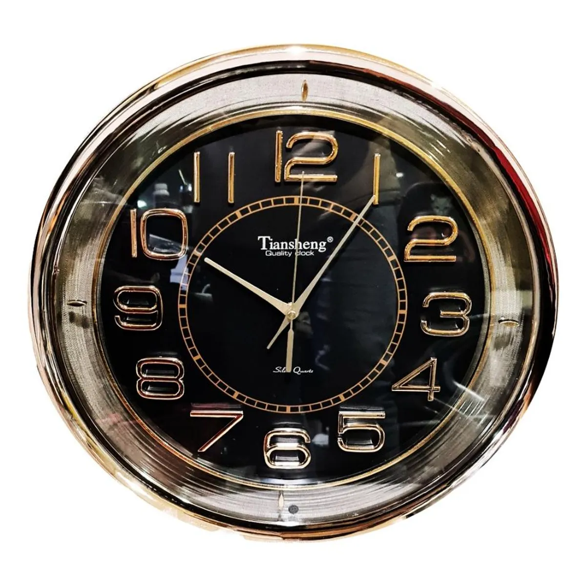 Reloj de Pared Grande Redondo 42cm Dorado y Negro Silencioso, marca GENERICO - Foto Principal