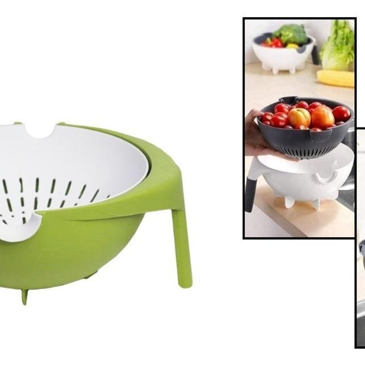 GENERICO - Bowl Colador Giratorio para Frutas y Verduras de Doble Capa