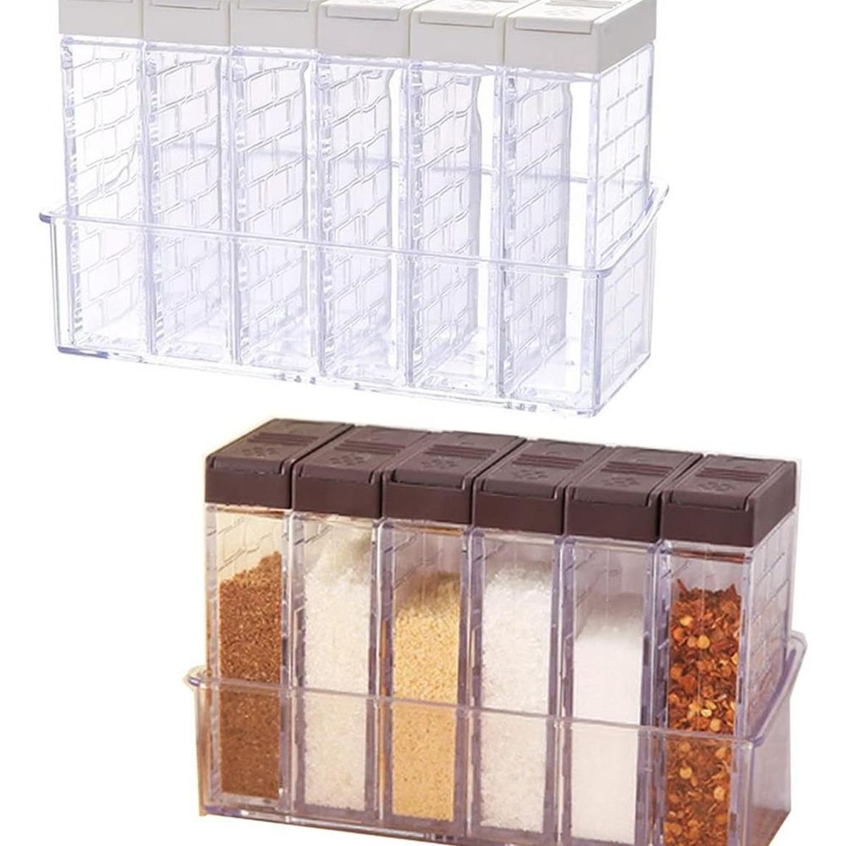 GENERICO - Set de 6 Frascos Especieros Transparentes para Cocina