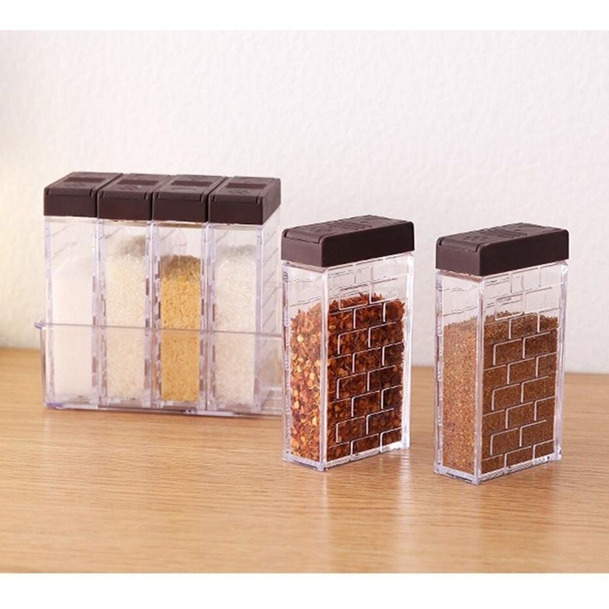 GENERICO - Set de 6 Frascos Especieros Transparentes para Cocina