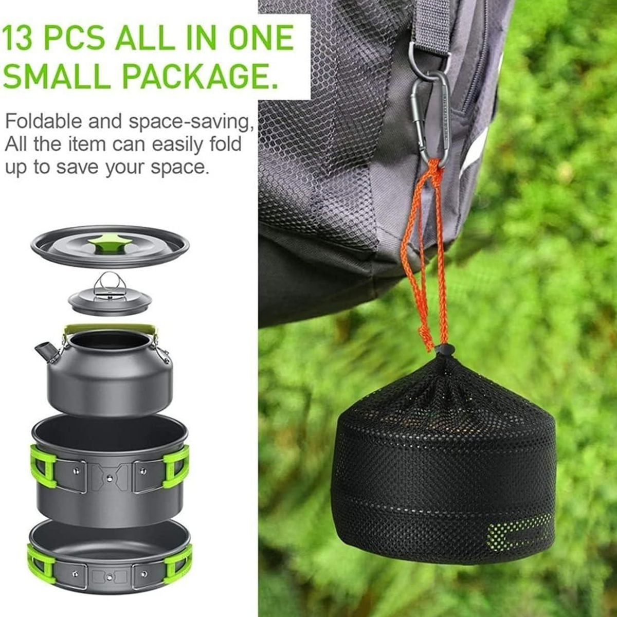 GENERICO - Set de Ollas Plegables para Outdoor Camping - 13 Piezas