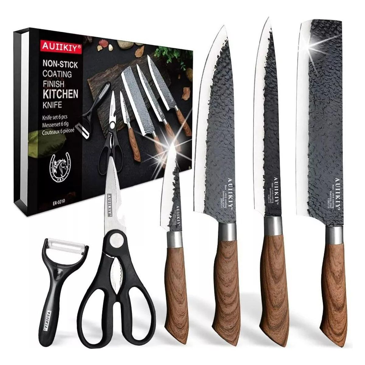 GENERICO - Set de Cuchillos de Cocina de Acero Inoxidable 6 Pcs