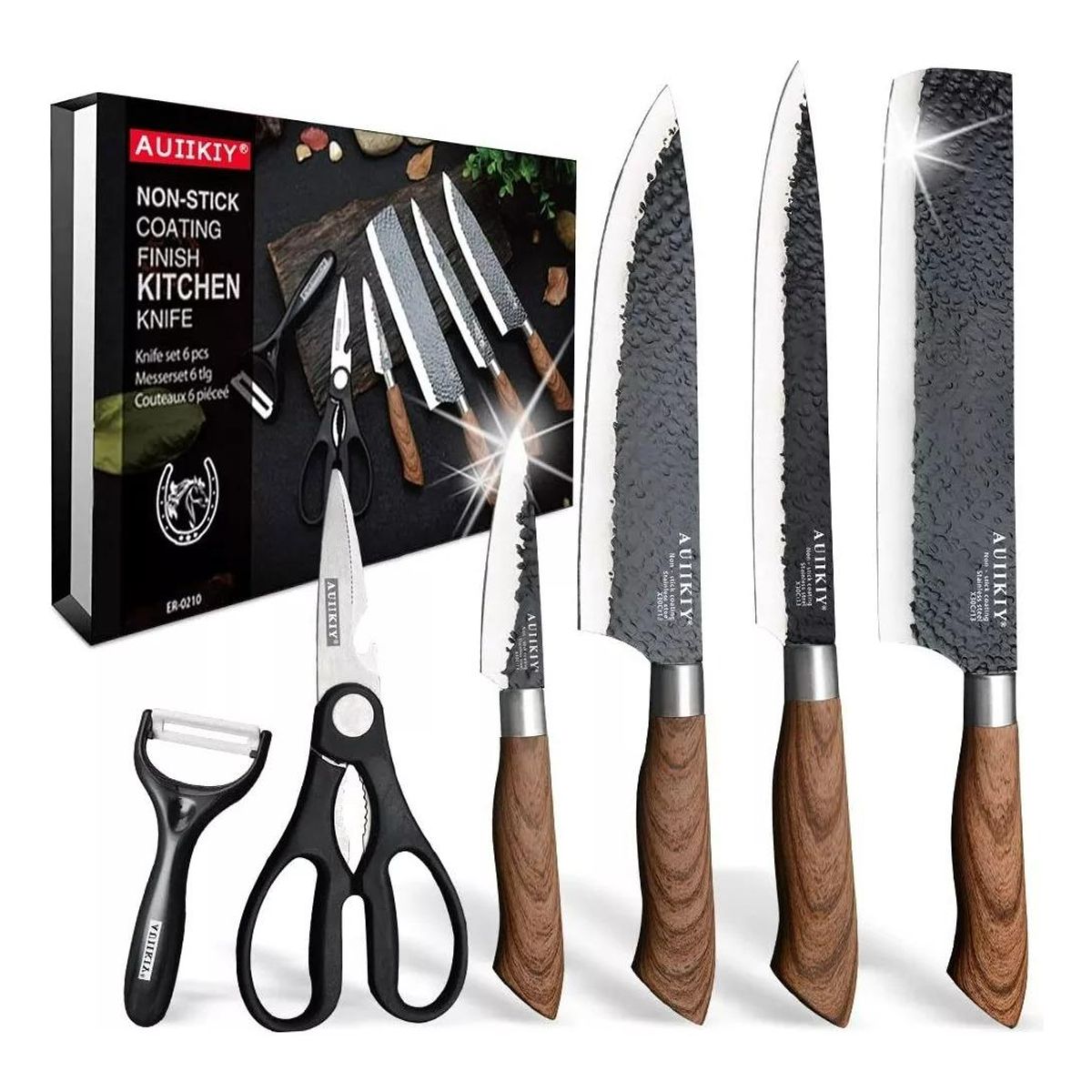 GENERICO - Set de Cuchillos de Cocina de Acero Inoxidable 6 Pcs