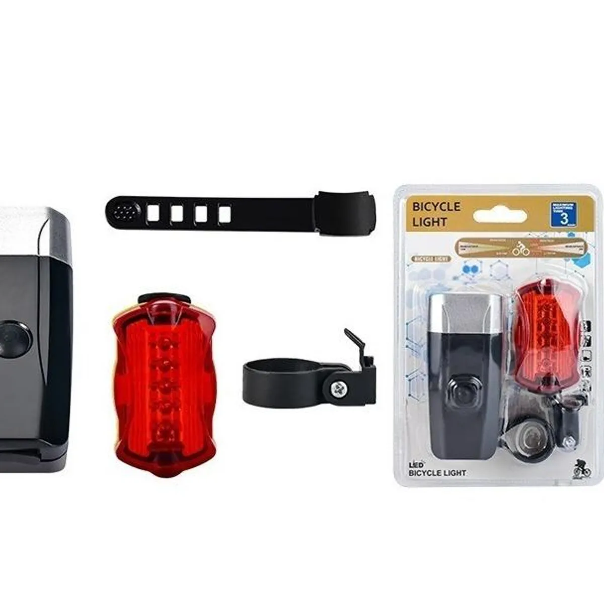 GENERICO - Kit de Luces LED Delantera y Trasera para Bicicleta