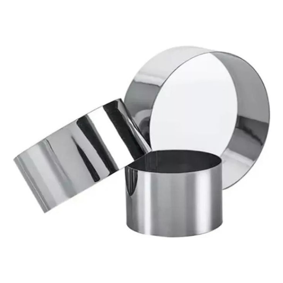 GENERICO - Set de 3 Moldes Redondos de Acero Inoxidable para Cocina