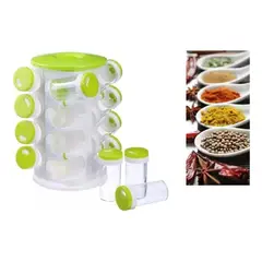 GENERICO - Especiero Modular Giratorio con 16 Frascos de Plástico