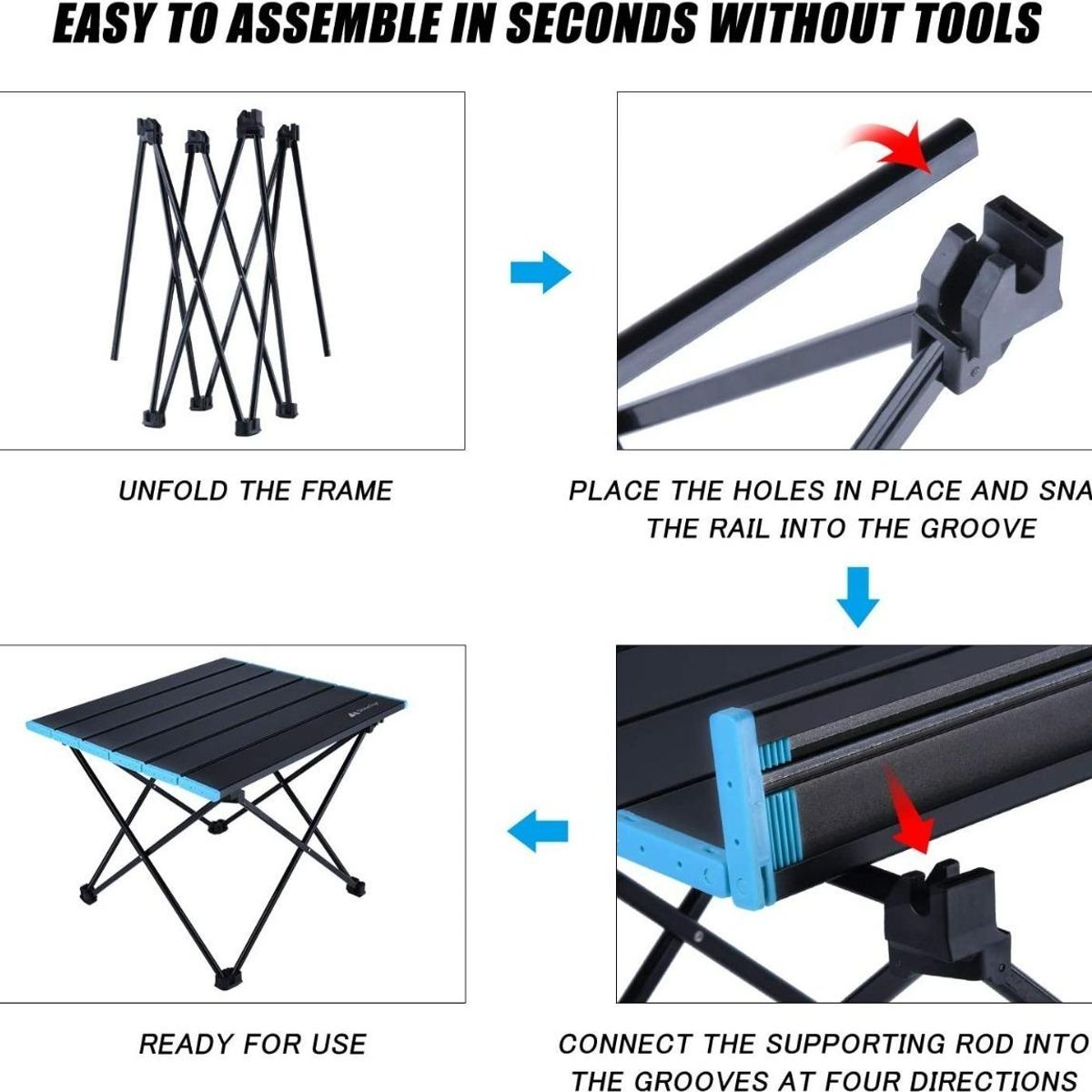 GENERICO - Mesa Plegable Portátil para Camping y Eventos 68x47x40 cm