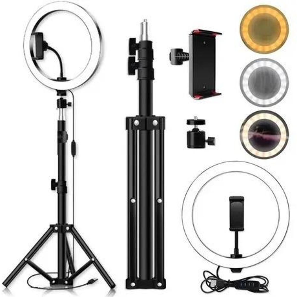 GENERICO - Aro de Luz LED 26 cm con Trípode Ajustable de 21m