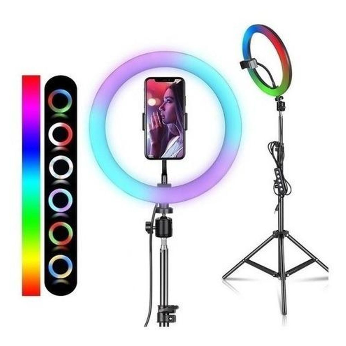 GENERICO - Aro de Luz RGB de 26cm con Trípode Ajustable de 21m