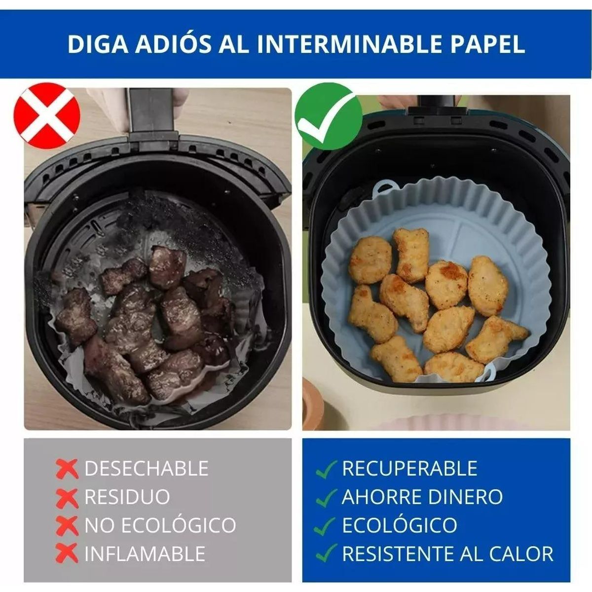 GENERICO - Moldes de Silicona Reutilizables para Freidora de Aire